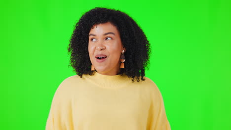 Excited,-wow-and-woman-in-green-screen-amazed-by