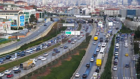 Turkey-istanbul-12-january-2023,-traffic-in-a-high-away-in-istanbul-,