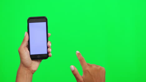 Scroll-mockup,-phone-and-hand-on-green-screen