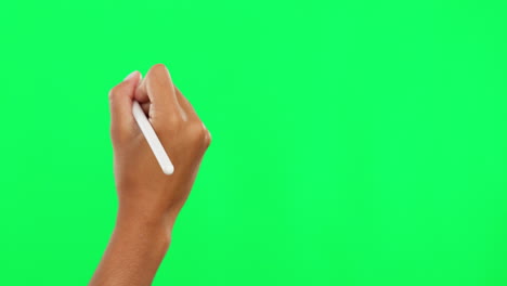 Hands,-writing-and-digital-pen-on-green-screen