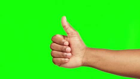 Hands,-thumbs-up-and-winning-in-success-on-green
