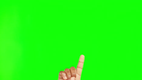 Hand,-pointing-and-showing-choice-on-green-screen
