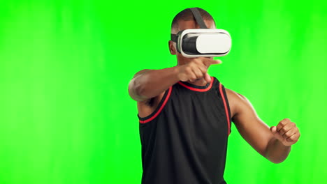 African-man,-green-screen-and-virtual-reality