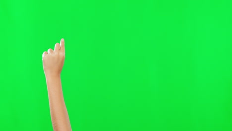 Person,-hands-and-pointing-on-green-screen