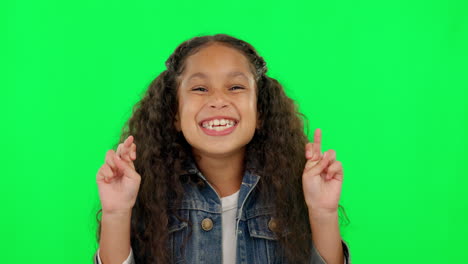 Hope,-girl-and-excited-with-green-screen