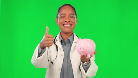 Piggy-bank,-doctor-and-green-screen