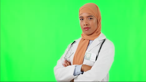 Green-screen,-portrait-of-a-woman-doctor