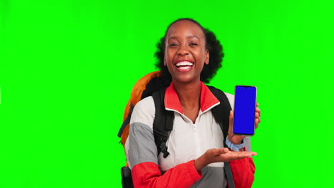 Green-screen,-smartphone-and-black-woman