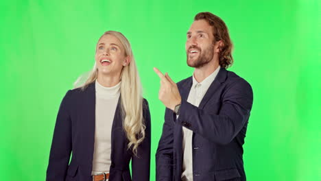 Green-screen,-wow-and-happy-business-people
