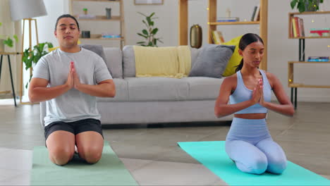 Yoga,-fitness-and-couple-in-living-room