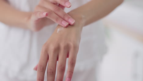 Manicure,-hands-and-woman-with-cream-for-beauty
