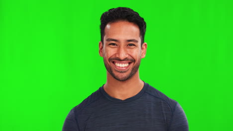 Laugh,-face-and-happy-man-in-green-screen-studio