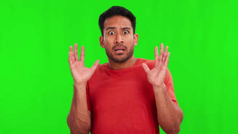 Shocked,-scared-and-face-of-man-on-green-screen