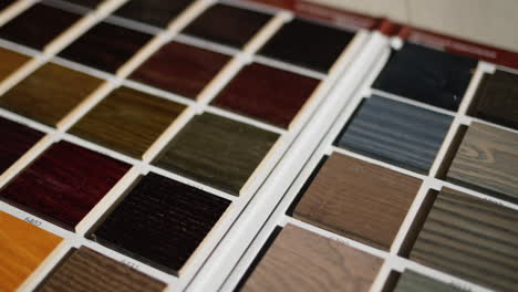 Palette-with-painted-wood-samples-to-select-the-color-of-wood-products.-Dolly-shot