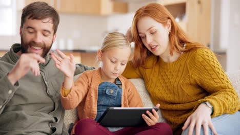 Parents,-child-and-tablet-in-family-home