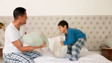 Playful,-pillow-fight-and-father