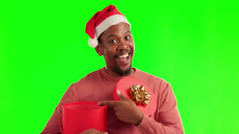 Surprise,-green-screen-and-man-with-a-christmas