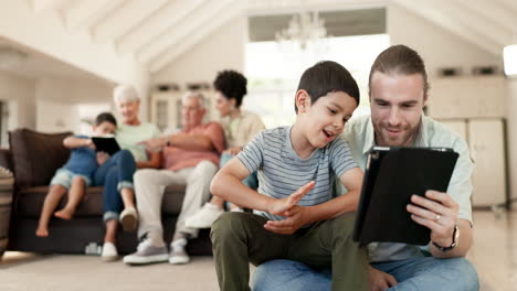 Tablet,-home-and-happy-family-father
