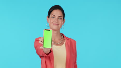Green-screen-smartphone,-pointing