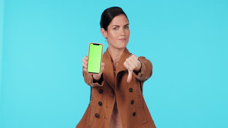 Green-screen-phone,-thumbs-down