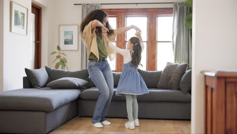 Dance,-love-and-mother-with-daughter-in-home