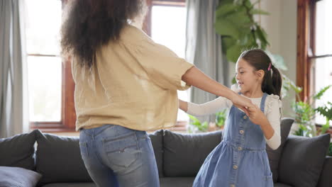 Dance,-love-and-mother-with-girl-in-home