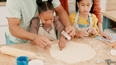 Girls,-family-and-dough-cutter-for-cooking