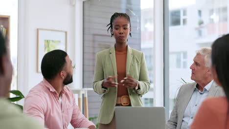 Leadership,-black-woman-and-speaking-in-business