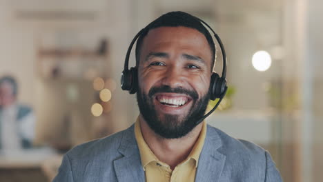 Man,-call-center-and-video-call-with-face