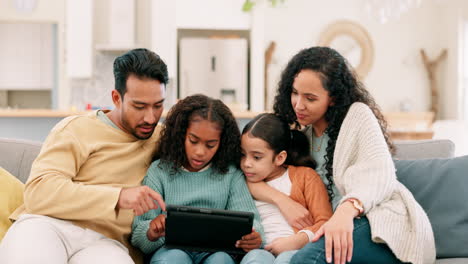 Parents,-children-and-family-with-a-tablet-at-home