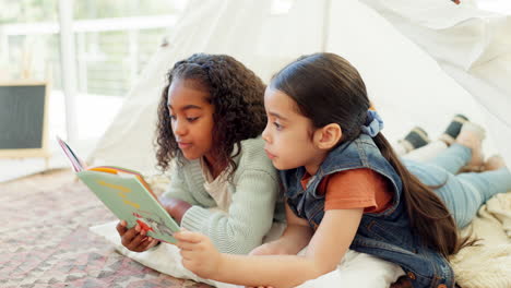 Girl,-storytelling-and-reading-book-together