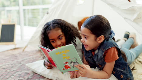 Girl,-story-book-and-reading-together