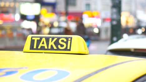 Taxi-car-in-the-street-in-istanbul-,