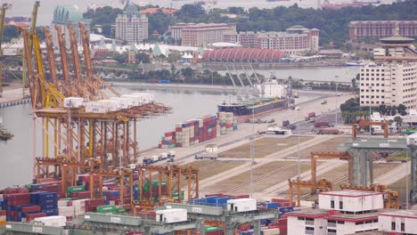 Singapore-habourfront-22-may-2022-top-view-of-loading-many-containers-,