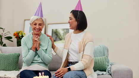 Elderly-mom,-woman-and-wish-happy-birthday