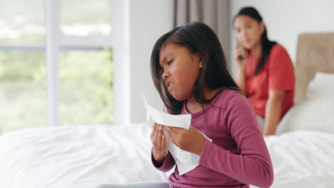 Paper,-sick-and-child-sneeze-in-bedroom-home
