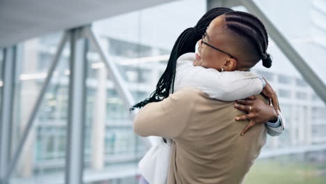 Airport,-running-and-couple-hug-for-reunion