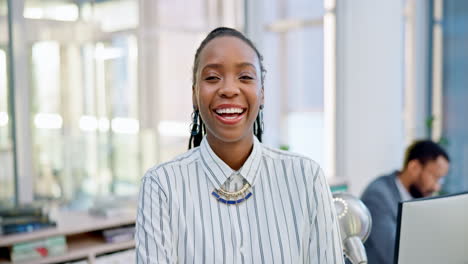 Laughing,-black-woman-and-portrait-for-business
