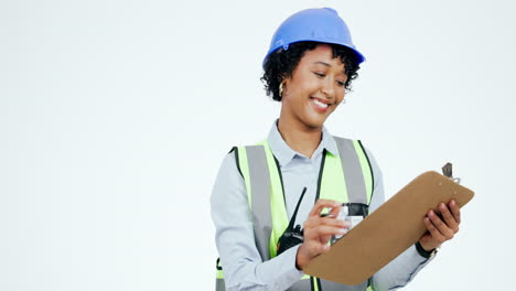 Inspection,-construction-and-woman-with-clipboard