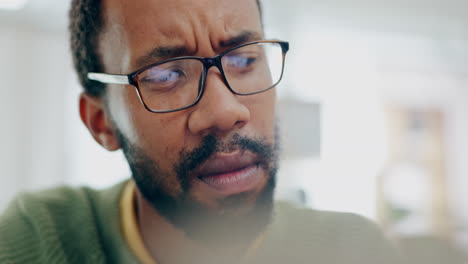 Confused,-idea-and-black-man-in-the-office