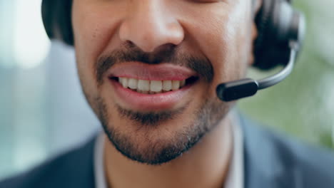 Mouth,-man-and-communication-agent-in-call-center