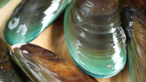 Thai-mussels-in-metal-on-table-top-view