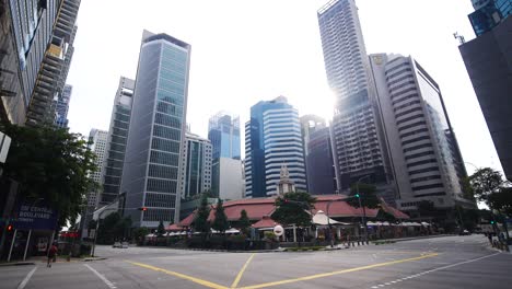 Singapore,-marina-bay-1st-june-2022-low-angle-view-of-ocean-financial-center-,