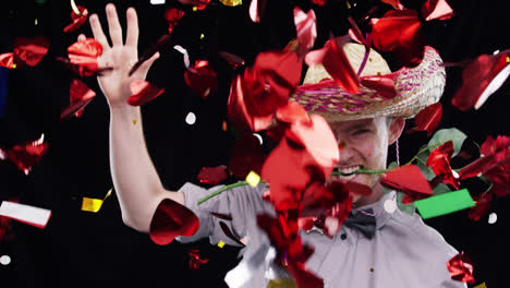 Cowboy-man-dancing-with-red-rose-valentines-day-slow-motion-party-photo-booth