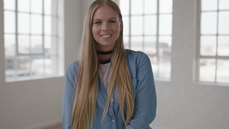 Slow Motion Portrait Of Beautiful Young Blonde Woman Laughing Happy  Enjoying Successful Lifestyle Move In New Apartment Free Stock Video  Footage Download Clips