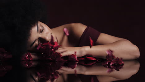 Vibrant Passionate African American Man and Woman with Roses