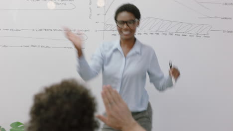 successful-business-people-celebrating-success-happy-team-leader-woman-dancing-funny-excited-colleagues-clapping-enjoying-corporate-victory-high-five-in-boardroom-meeting-presentation