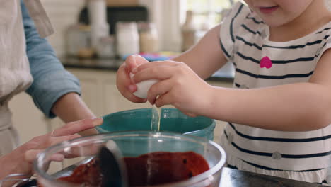 beautiful-little-girl-helping-mother-bake-in-kitchen-breaking-egg-into-bowl-mixing-ingredients-baking-choclate-cupcakes-preparing-recipe-at-home