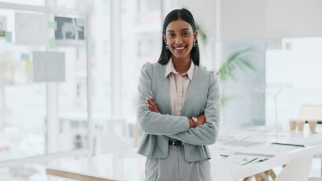 Business-woman,-portrait-and-smile-with-arms
