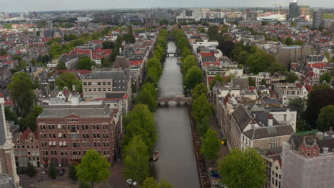 Aerial-Drone-view-of-Empty-Amsterdam-Street-due-to-Covid-19-Coronavirus-Pandemic